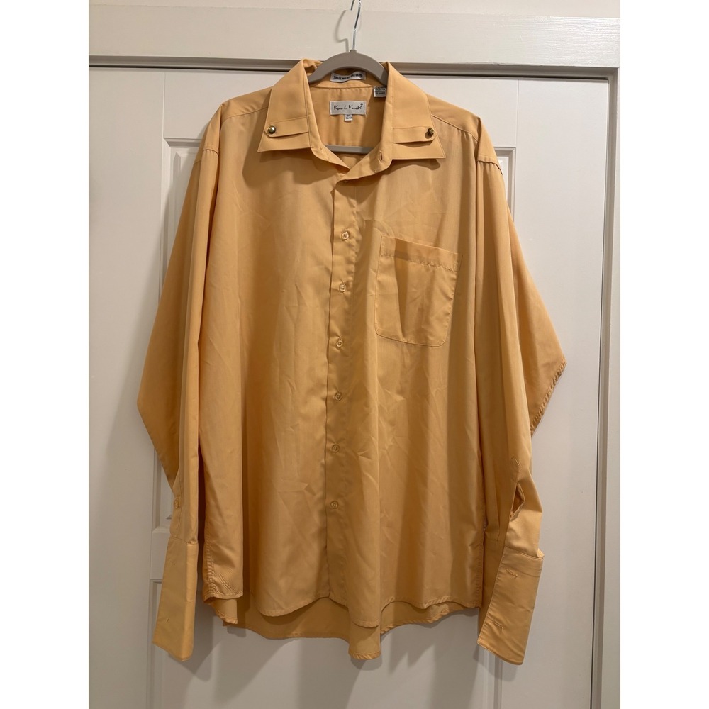 Karl Knox Mens Peach Dress Shirt Tab Collar Single Needle Tailoring 18.5 36/37